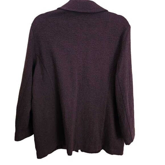 Eileen Fisher Notched Collar Textured Open Front Blazer Pockets In Casis Size M - Picture 3 of 8